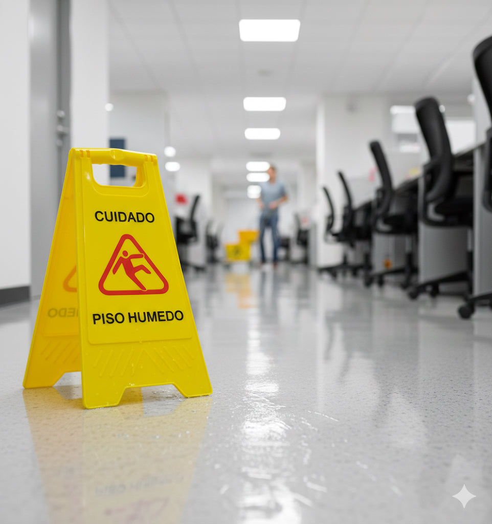 Señaletica piso mojado