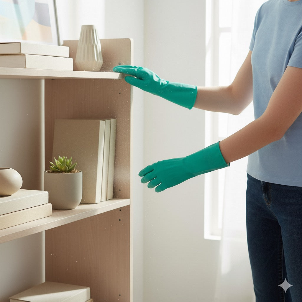 Guante nitrilo verde flocado