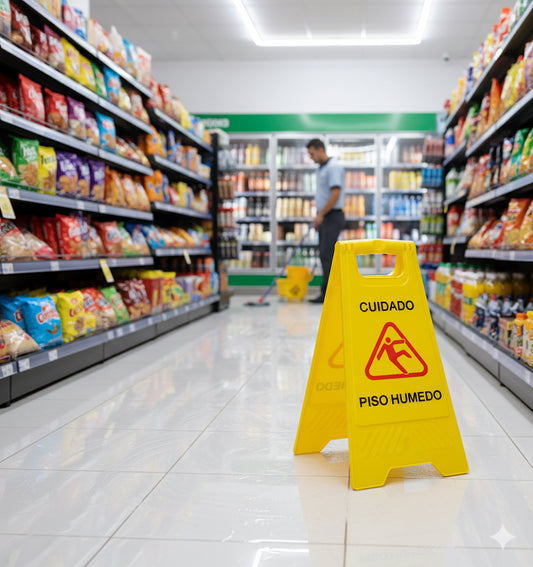 Señaletica piso mojado