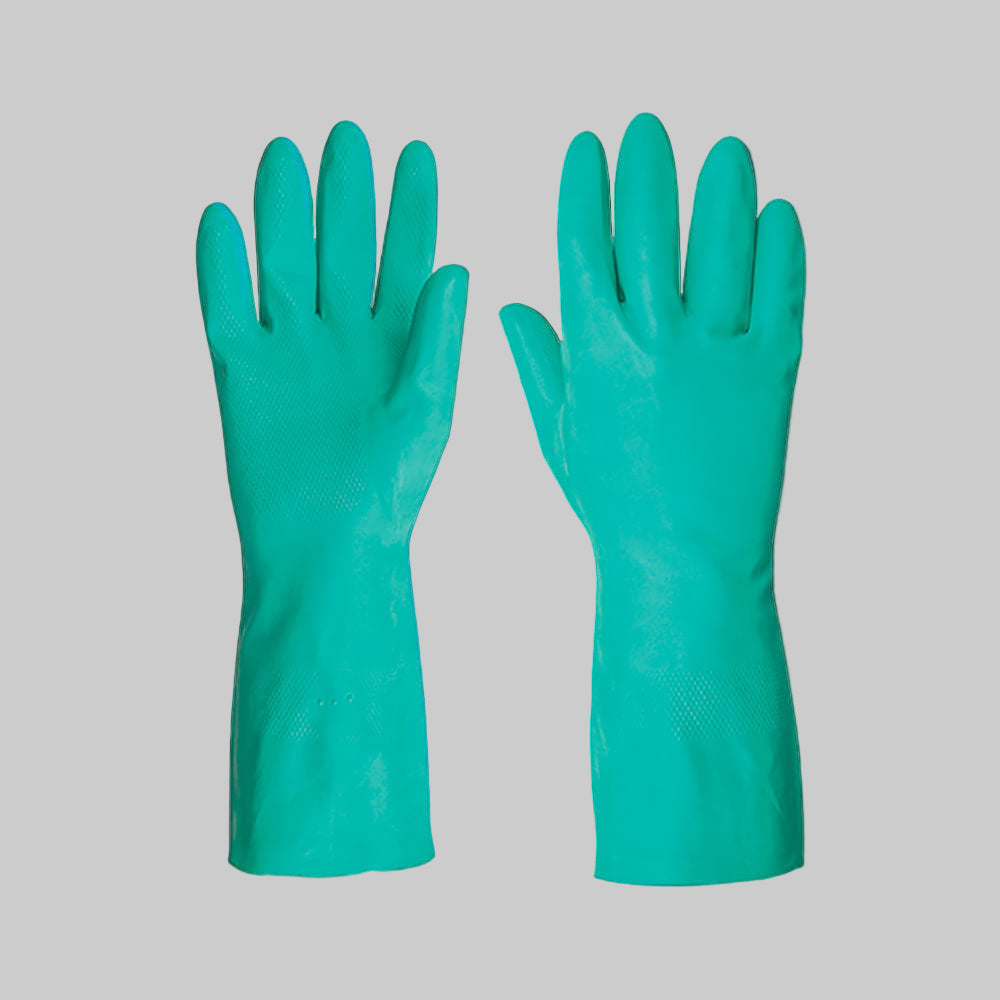 Guante nitrilo verde flocado